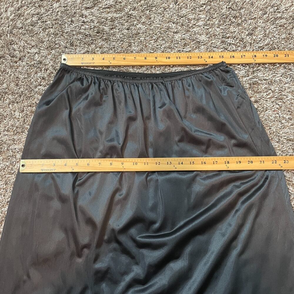 Half Slip Skirt Plus Size 26W 28W Black Satin Nylon Lace Trim Lingerie Layering - Picture 10 of 12